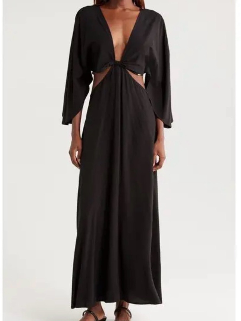 BOAMAR Avalon Cutout Maxi Dress Black Cutout Maxi Dress with Deep V-Neck S